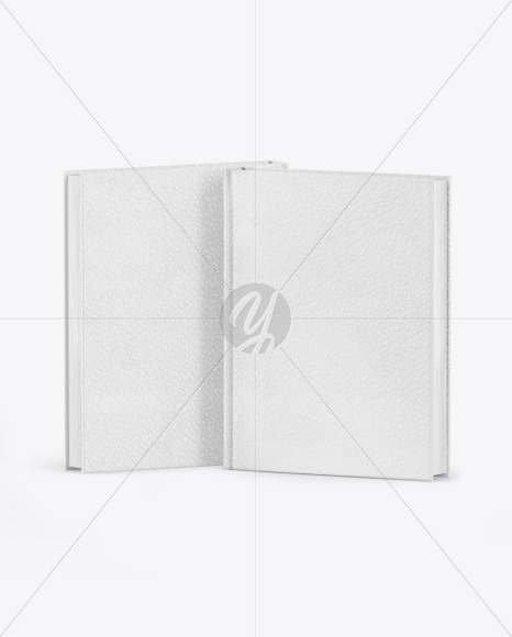 Two Hardcover Books w/ Leather Covers Mockup