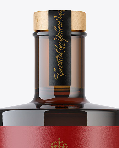 Amber Glass Bottle with Wooden Cap Mockup