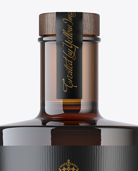 Amber Glass Bottle with Wooden Cap Mockup Amber Glass Bottle with Wooden Cap Mockup