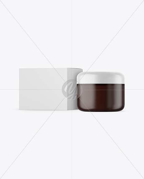 Frosted Amber Cosmetic Jar with Box Mockup