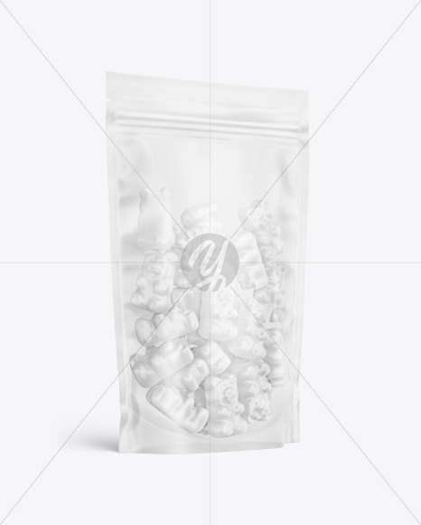 Frosted Stand-up Pouch with Gummies Mockup