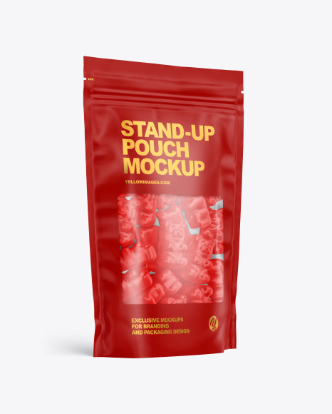 Frosted Stand-up Pouch with Gummies Mockup