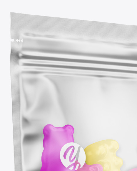 Frosted Stand-up Pouch with Gummies Mockup