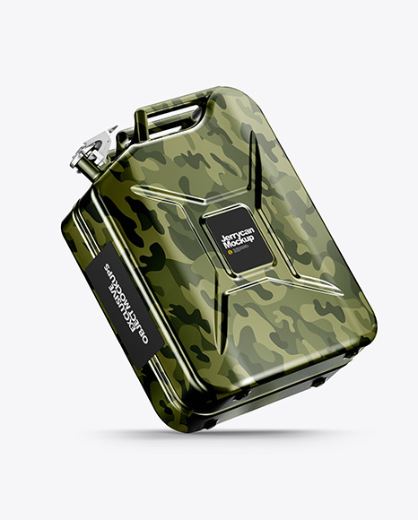 Metallic Fuel Jerrycan Mockup - Half Side View