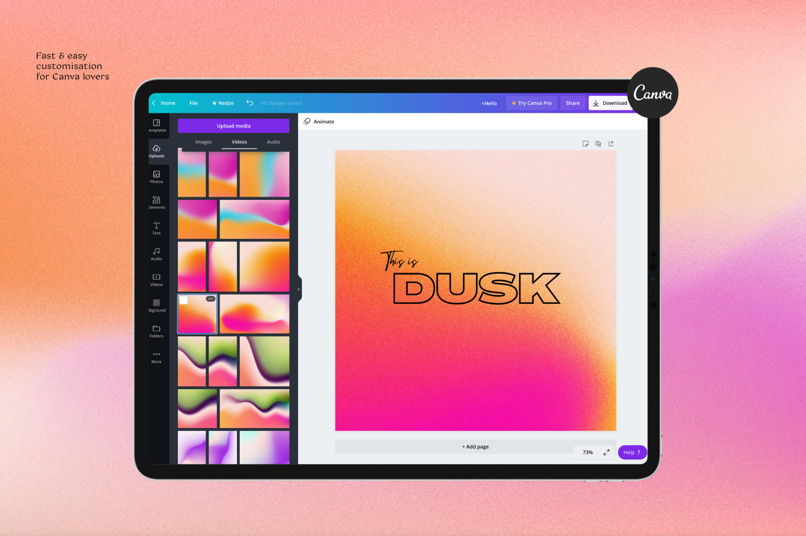 DUSK - Animated Gradients Backgrounds DUSK - Animated Gradients Backgrounds