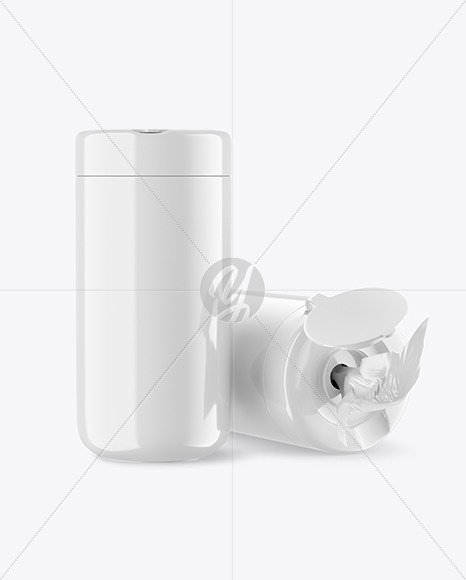 Two Glossy Wet Wipes Jars Mockup