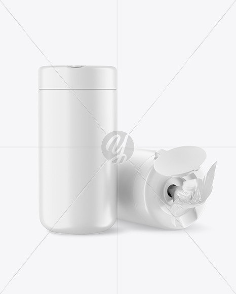 Two Matte Wet Wipes Jars Mockup