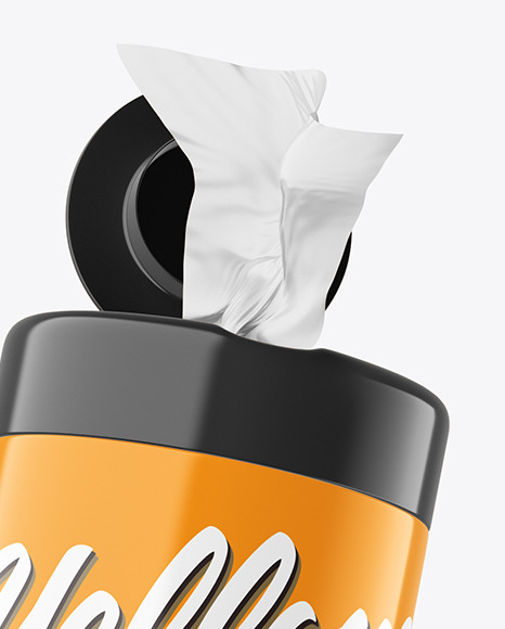 Two Glossy Wet Wipes Jars Mockup