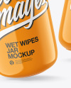 Two Glossy Wet Wipes Jars Mockup