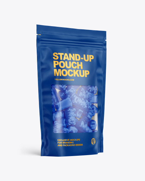 Frosted Stand-up Pouch with Gummies Mockup