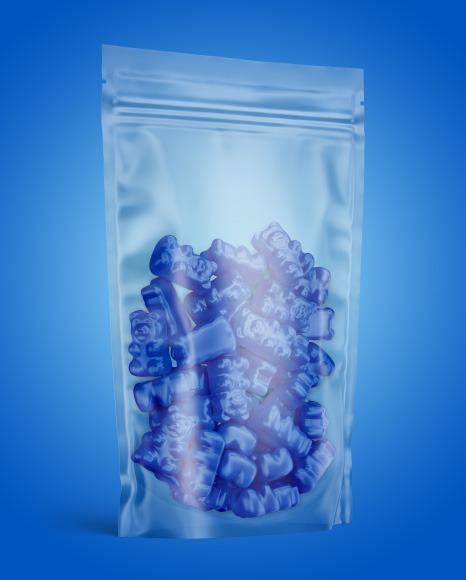 Frosted Stand-up Pouch with Gummies Mockup