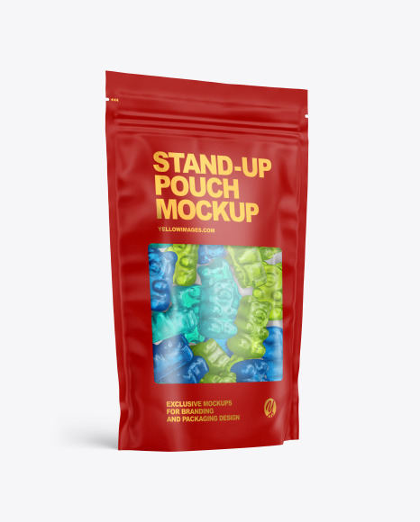 Frosted Stand-up Pouch with Gummies Mockup