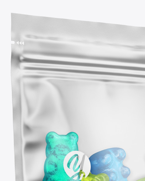 Frosted Stand-up Pouch with Gummies Mockup