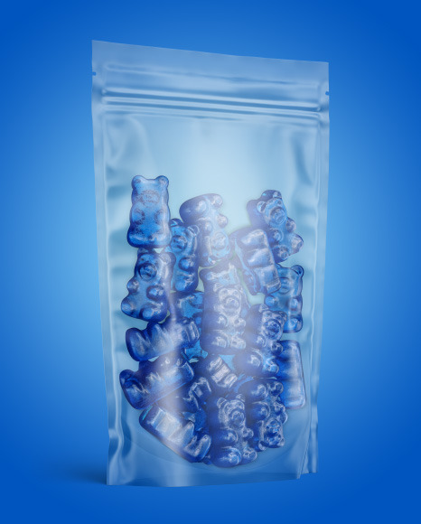 Frosted Stand-up Pouch with Gummies Mockup