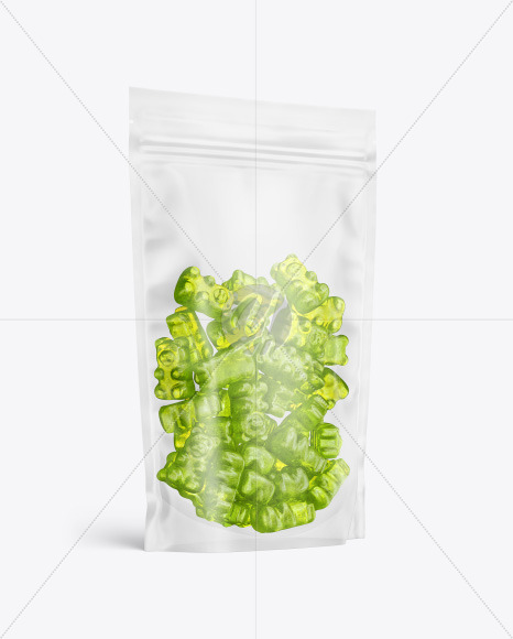 Frosted Stand-up Pouch with Gummies Mockup