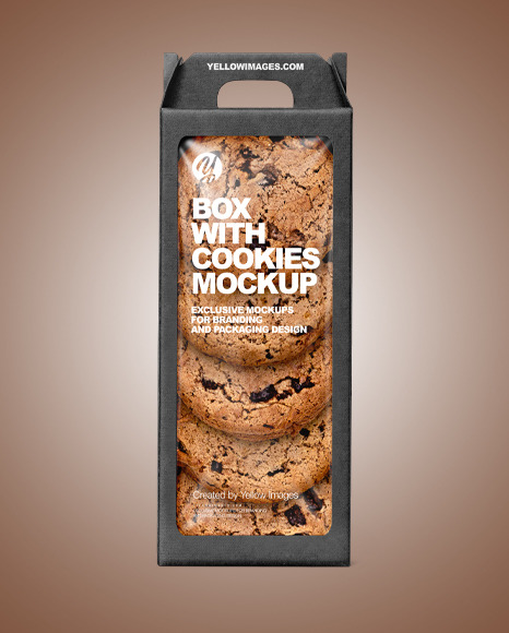 Kraft Box with Cookies Mockup