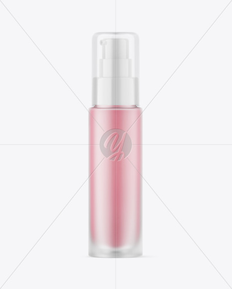 Frosted Glass Cosmetic Bottle with Pump Mockup