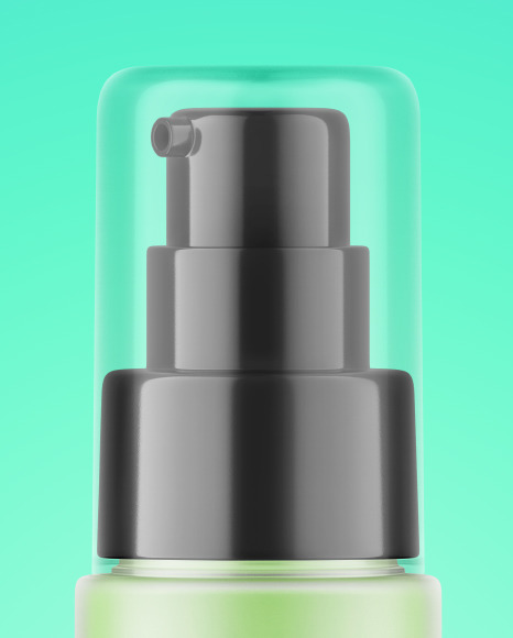 Frosted Glass Cosmetic Bottle with Pump Mockup