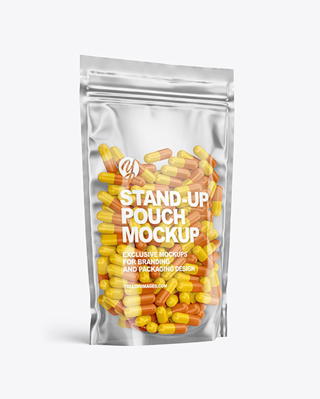 Clear Plastic Pouch w/ Pills Mockup