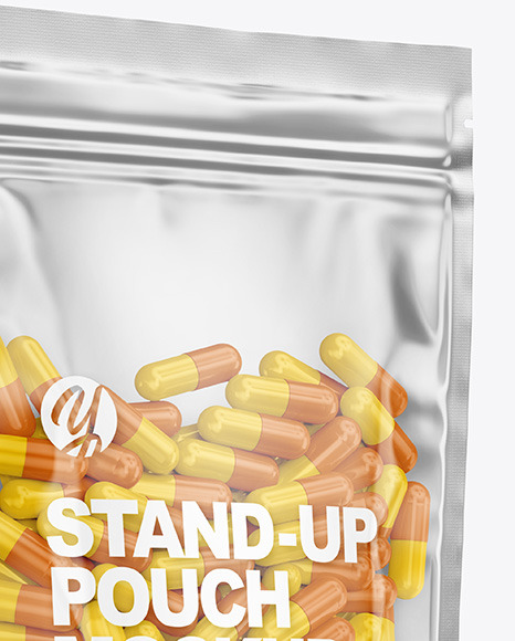 Clear Plastic Pouch w/ Pills Mockup