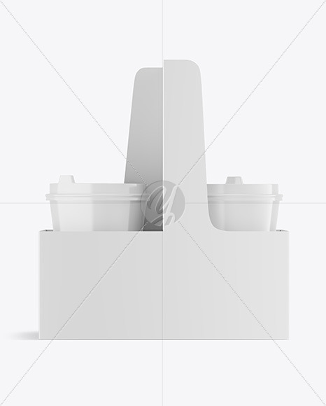 Glossy Coffee Cups in Paper Holder Mockup