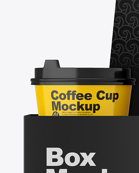 Glossy Coffee Cups in Paper Holder Mockup