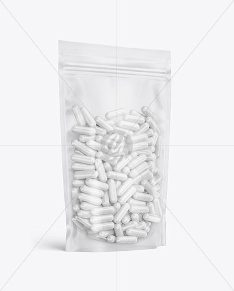 Frosted Plastic Pouch w/ Pills Mockup