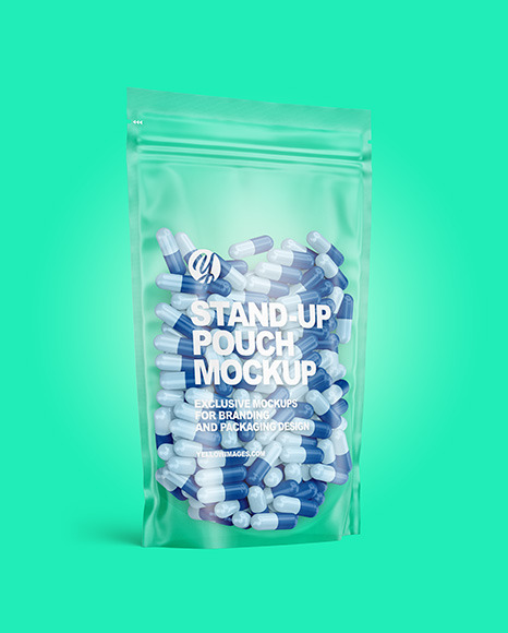 Frosted Plastic Pouch w/ Pills Mockup