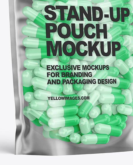 Frosted Plastic Pouch w/ Pills Mockup