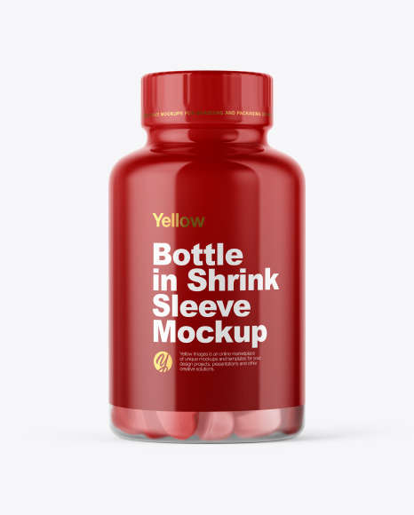 Frosted Bottle with Gummies Mockup