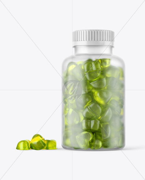 Frosted Bottle with Gummies Mockup
