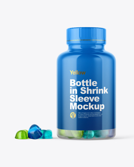 Frosted Bottle with Gummies Mockup