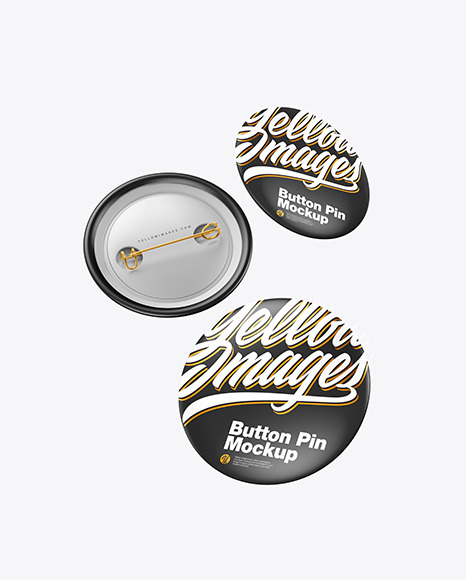 Three Matte Button Pins Mockup