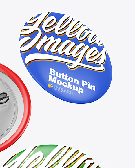 Three Matte Button Pins Mockup