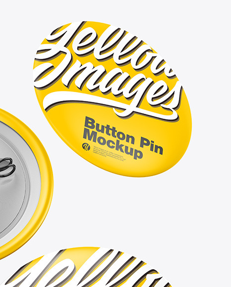 Three Matte Button Pins Mockup