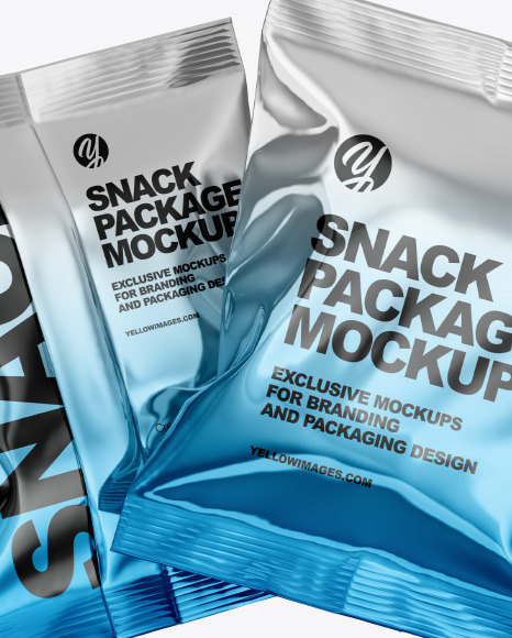 Two Metallic Snack Package Mockup