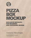 Kraft Paper Box with Pizza Mockup