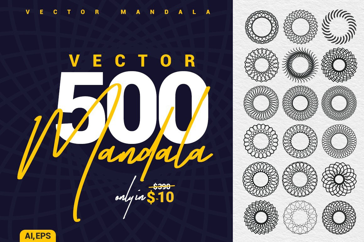 Collection of 500 Vector Mandalas