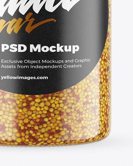 Сlear Glass Jar with Wholegrain Mustard Mockup