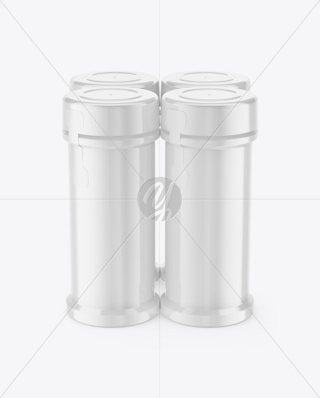 Four Glossy Spice Jars Mockup