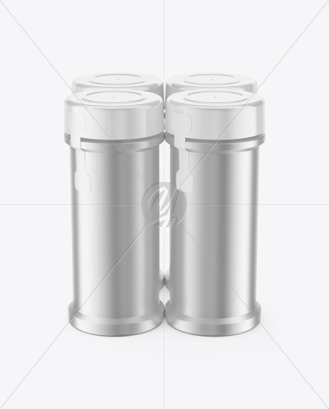 Four Metallic Spice Jars Mockup