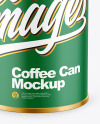 Coffee Tin Can with Paper Finish Mockup