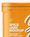 Two Spice Jars w/ Glossy Shrink Sleeve Mockup