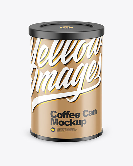 Coffee Tin Can with Glossy Finish Mockup