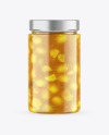 Сlear Glass Jar with Lupine Sauce Mockup