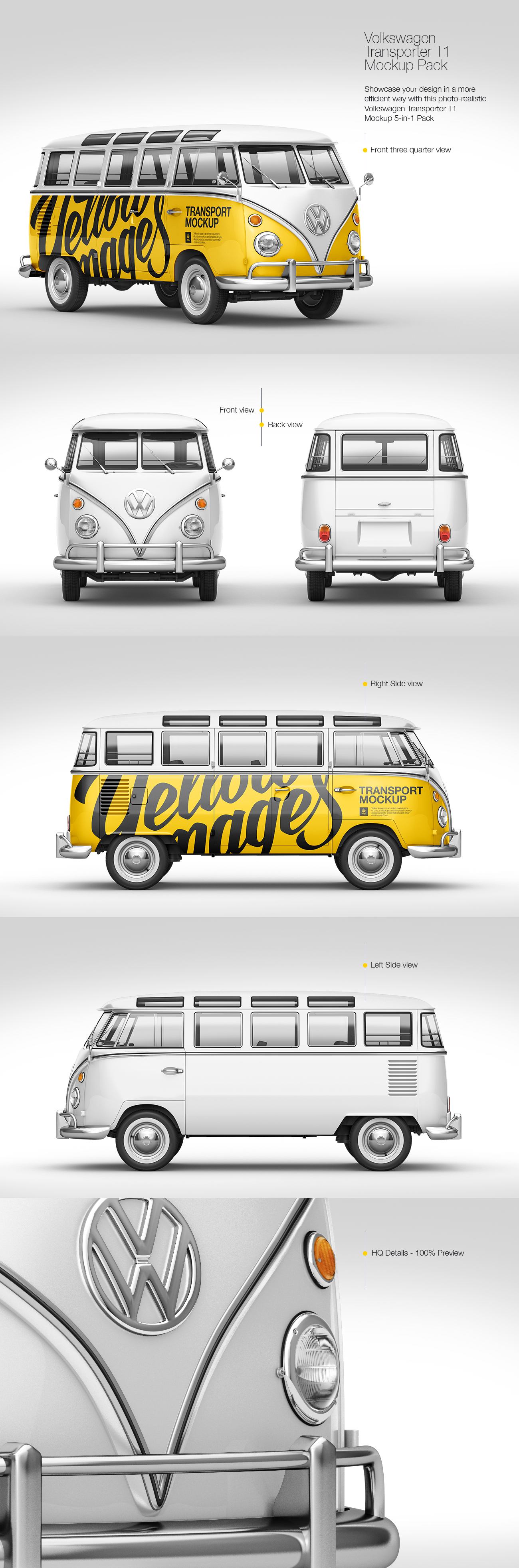 Volkswagen Transporter T1 Mockup 5-in-1 Pack