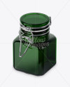 100ml Green Glass Jam Jar w/ Clamp Lid Mockup - Half Side View (High-Angle Shot)