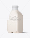 Frosted Plastic Jug With Milk Mockup - Half Side View