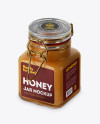 100ml Glass Raw Honey Jar w/ Clamp Lid Mockup - Halfside View (High-Angle Shot)