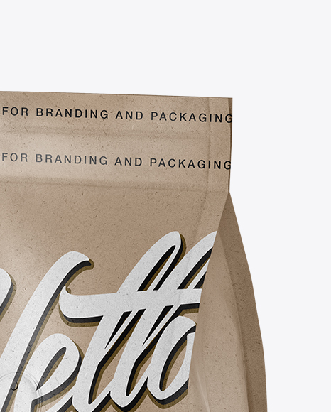 Kraft Paper Coffee Bag With Valve Mockup - Half Side View